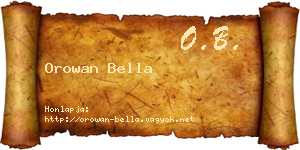 Orowan Bella névjegykártya